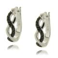 Sterling Silver Black Diamond Accent Infinity Hoop Earrings