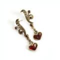 Sweet Romance Red Glass Stone Valentina Sweetheart Earrings