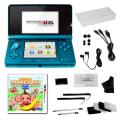 Nintendo 3DS Aqua Blue Bundle with Super Monkey Ball and 20 Accessories