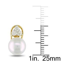 New! 14k Yellow Gold 2/5ct TDW Diamond and Akoya Pearl Earrings (9-10 mm)(H-I, I1-I2)
