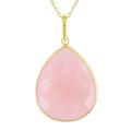 22k Yellow Gold Overlay Rose Quartz Necklace