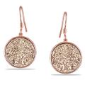 Pink-Plated Silver Rose Druzy Gemstone Earrings