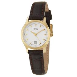 ESQ by Movado Women's 'Folio' Yellow Goldplated Stainless Steel and Leather Quartz Watch