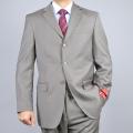 Mantoni Solid Taupe 3-Button Classic Fit Wool Suit