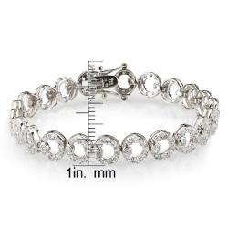Sterling Silver Cubic zironia Round Link Bracelet