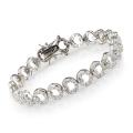 Sterling Silver Cubic zironia Round Link Bracelet