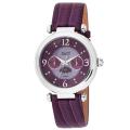 Burgi Women's Diamond Swiss Quartz Day Date Plum Strap Watch