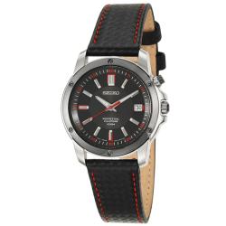 Seiko Men's 'Perpetual Calendar' Stainless and Leather Quartz Watch