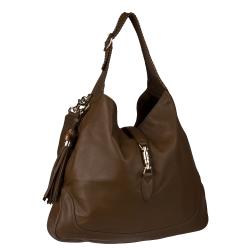 Gucci Jackie Brown Leather Large Hobo Bag