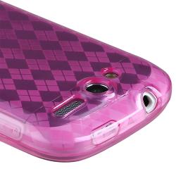 Clear Hot Pink Argyle TPU Rubber Skin Case for HTC T-Mobile myTouch 4G