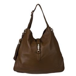 Gucci Jackie Brown Leather Large Hobo Bag