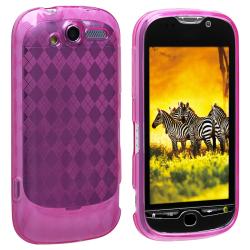 Clear Hot Pink Argyle TPU Rubber Skin Case for HTC T-Mobile myTouch 4G