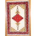 Indo Hand-knotted Kazak Ivory/ Red Wool Rug (6'7 x 9'8)