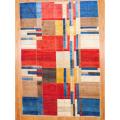 Persian Hand-knotted Gabbeh Ivory/ Blue Wool Rug (6'8 x 9'9)