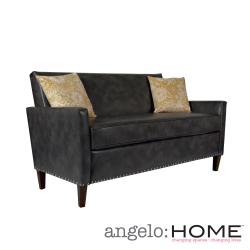 angelo:HOME Sutton Charcoal Gray Renu Leather Sofa