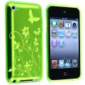 Clear Green Flower TPU Rubber Skin Case for Apple iPod Touch 4th Gen