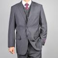 Carlo Lusso Men's Grey Stripe 2-Button Vested Suit