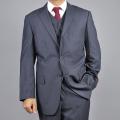 Carlo Lusso Men's Charcoal Grey 2-Button Vested Suit