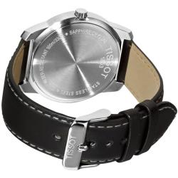Tissot Men's PR-100 Silver Dial Black Leather Strap Quartz Watch