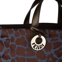 Fendi 8BH173 00A07 F0VLQ Blue Jaguar-print Tote Bag