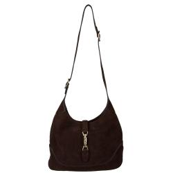 Gucci Chocolate Suede Hobo Handbag