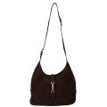 Gucci Chocolate Suede Hobo Handbag