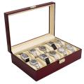 Glossy Rosewood Finish 10-watch Display Storage Case
