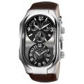 Philip Stein Men's 'Signature' Black Dial Dual Time Chronograph Watch