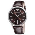 Emporio Armani Women's 'Classic' Brown Dial Brown Leather Strap Watch