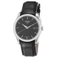 Tissot Men's 'Couturier' Black Dial Black Leather Strap Watch