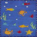 Handmade Children's Ocean Blue Wool Rug (5' x 7'3)