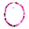 Pearlz Ocean Sterling Silver Pink Banded Agate Faceted Bead Necklace