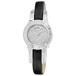 Ebel Women's 'Midnight' Diamond Dial Black Leather Strap Watch