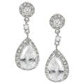 Tressa Silvertone Cubic Zirconia Teardrop Dangle Earrings
