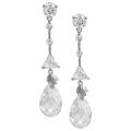 Tressa Silvertone Cubic Zirconia Teardrop Dangle Earrings