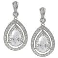 Tressa Silvertone Cubic Zirconia Teardrop Dangle Earrings