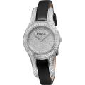 Ebel Women's 'Midnight' Diamond Pave Dial Black Satin Strap Watch