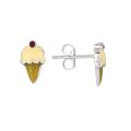 Sterling Silver and Enamel Ice Cream Cone Earrings