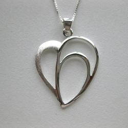 Sterling Silver Open Heart Necklace (Thailand)