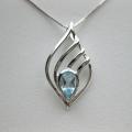 Sterling Silver Teardrop Blue Topaz Necklace (Thailand)