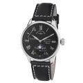 Zeno Men's 'Godat' Black Moonphase Dial Black Leather Strap Watch