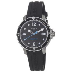 Tissot Men's 'Seastar' Black Dial Black Silicone Strap Watch