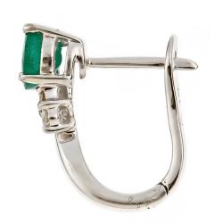 Dyach 14k White Gold Zambian Emerald and Diamond Accent Earrings