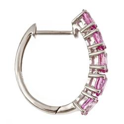 Dyach 14k White Gold Ceylon Pink Sapphires Hoop Earrings