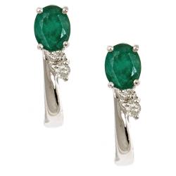 Dyach 14k White Gold Zambian Emerald and Diamond Accent Earrings
