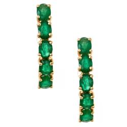 14k Yellow Gold Zambian Emerald Hoop Earrings