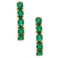 14k Yellow Gold Zambian Emerald Hoop Earrings
