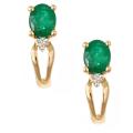 14k Yellow Gold Zambian Emerald and Diamond Earrings