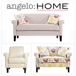 angelo:HOME Ennis Cream Chenille 3 piece Sofa Collection