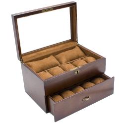Wooden Glass Top Watch Case